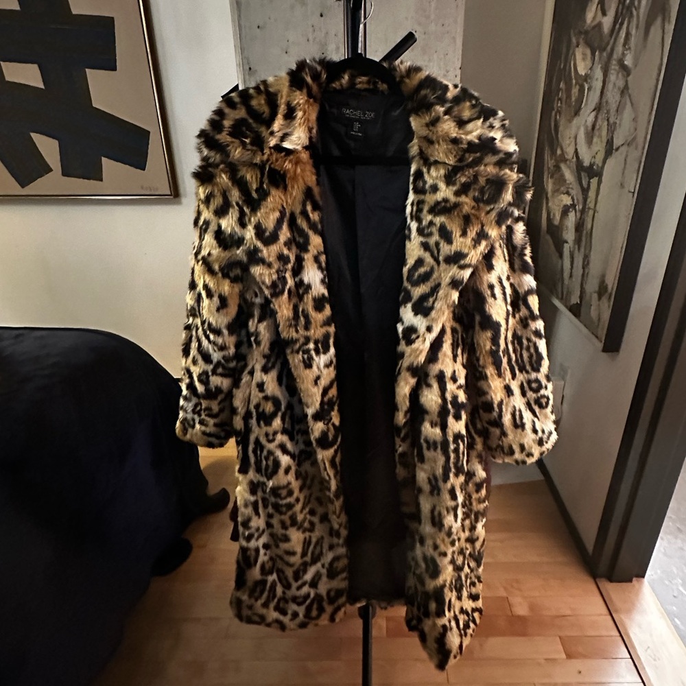 RACHEL ZOE Faux Fur Coat Jacket Animal
Ocelot Leopard Big Cat Print M